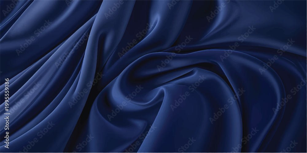Obraz premium Smooth elegant blue satin and silk fabric background featuring soft wavy drapery with a luxury shiny textile texture for elegant fashion decoration or a romantic backdrop