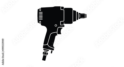 A black silhouette of an impact wrench a tool for tightening bolts