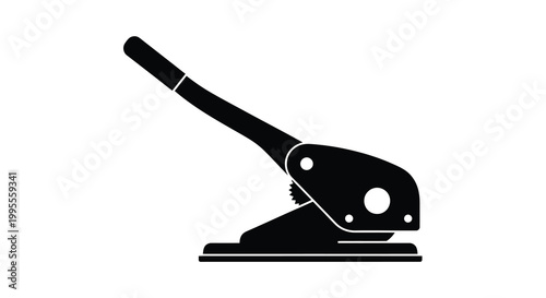 A simple black silhouette of a single hole paper punch