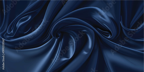Elegant flowing waves of luxury blue and purple silk satin fabric create a smooth shiny textile backdrop with soft elegant drapery curves for a decorative material design