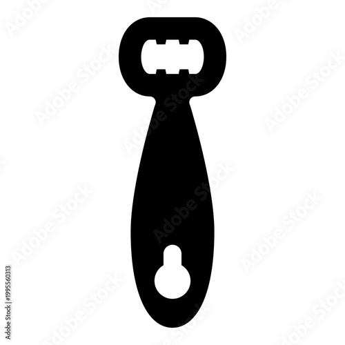 Bottle opener cap handle to uncork beer beverage bottle icon black color vector illustration image flat style