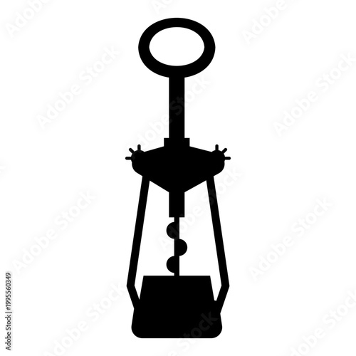 Wing corkscrew for opening wine bottles cork screw icon black color vector illustration image flat style