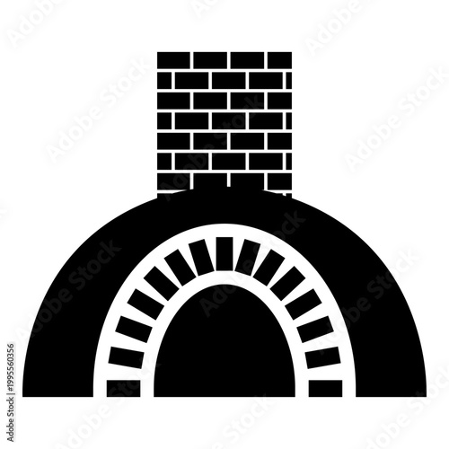 Brick oven wood Tandoor Tonir Lavash fireplace traditional concept for baking pizza icon black color vector illustration image flat style