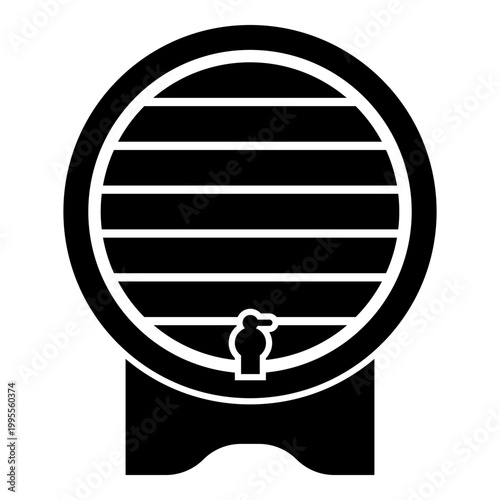 Barrel for wine brendy beer wine cask with tap icon black color vector illustration image flat style