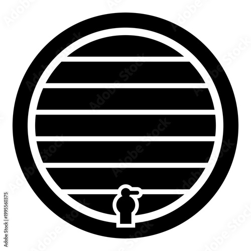 Barrel for wine brendy beer wine cask with tap icon black color vector illustration image flat style