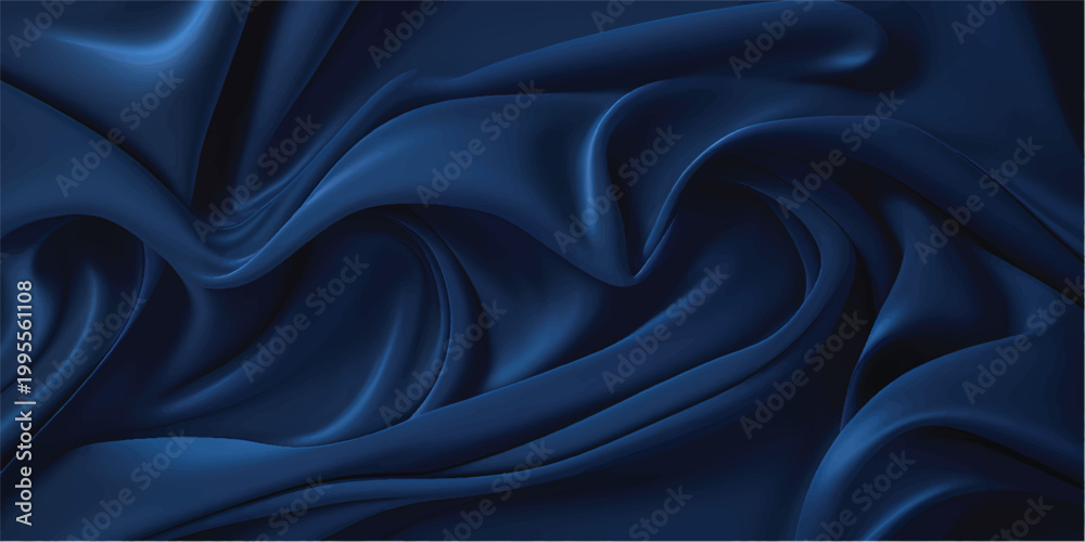 Fototapeta premium Abstract Deep Blue Fabric Swirl Macro Shot with Dramatic Lighting and Sparkling Texture for Background or Design Element