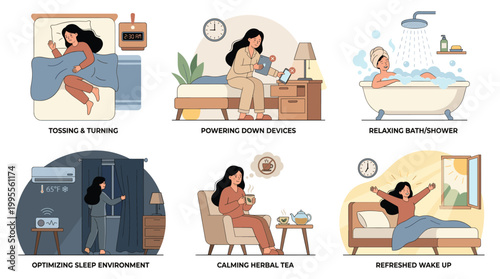 Woman practices coping mechanisms for mental health wellness and stress relief at home