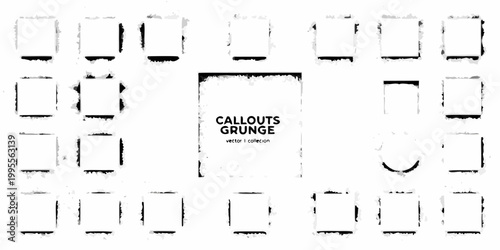Collection of distressed rectangular and abstract shapes in black and white