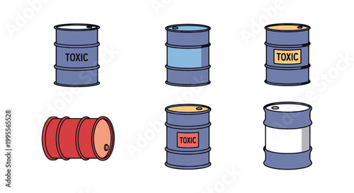 Toxic barrel Line art vector clean abstract color