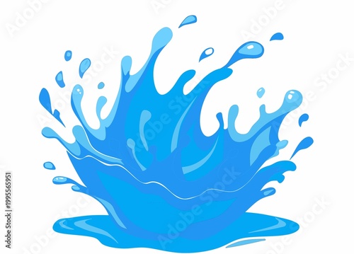 Dynamic blue water splash vector illustration isolated on white background