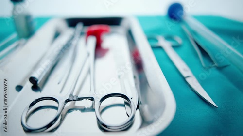 Surgical Instruments on Tray – Hospital Operation Tools
Close-up of sterilized surgical instruments on a tray in a hospital environment, representing surgery, medical procedures & healthcare equipment