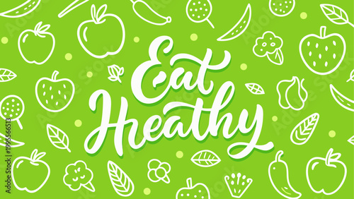 Eat healthy banner with fresh fruits and vegetables