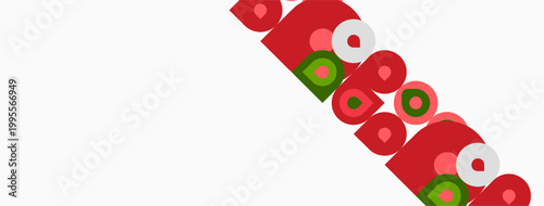 Red, green circles arranged diagonally across white background. Simple geometric pattern, clean design, modern aesthetic.