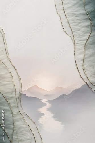 Minimal watercolor mountain landscape background