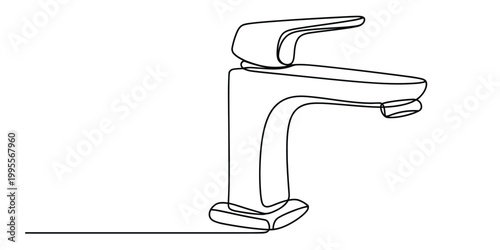 Continuous one line drawing of a bathroom water faucet