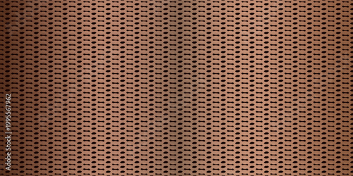 Wide metallic copper or bronze gradient speaker grill metal mesh vector background