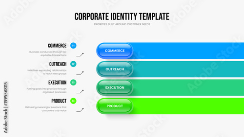 Modern Briefing Four Option Infographic Slide Design. Company Portfolio Presentation Layout Vector Illustration. Consulting Strategy 4 Element Diagram Slideshow Template.