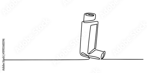 Continuous line drawing of an asthma inhaler