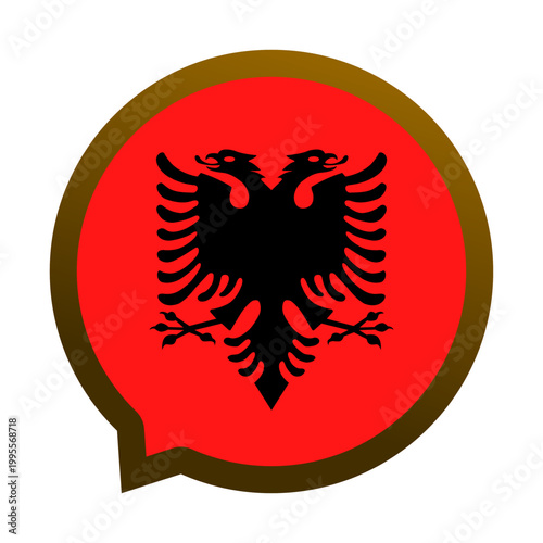 Minimalist vector illustration of the Albanian double-headed eagle national symbol on a red shield. Ideal for cultural, historical, and patriotic projects, branding, or educational materials.