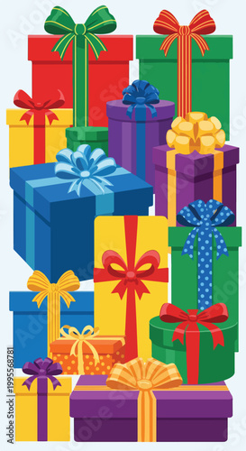 Fotografie A colorful pile of wrapped gifts (1)