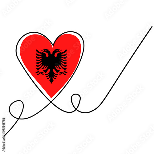 Hand-drawn red heart featuring the Albanian double-headed eagle, ideal for cultural branding, national pride campaigns, and patriotic merchandise designs.