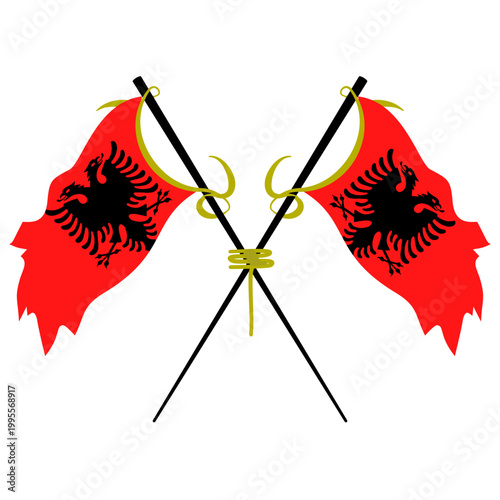 Vector illustration of the Albanian national flag featuring the double-headed eagle emblem, ideal for cultural, patriotic, and historical projects in design, education, and media.