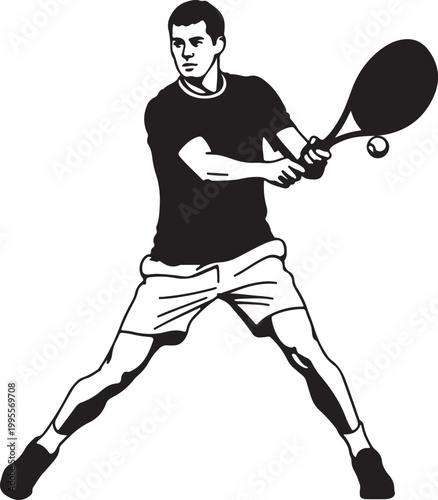 Man playing tennis with a backhand swing
