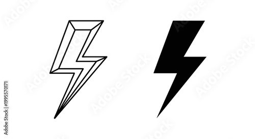 Bild auf Leinwand Lightning bolt vector icons, black thunderbolt flash symbols, electric power ene