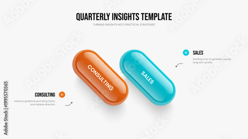 Corporate Innovation Two Element Infographic Frame Design. Service Proposal Presentation Template Vector Illustration. Financial Growth 2 Option Diagram Slideshow Layout.