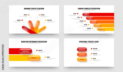 Digital Overview Four Five Two Three Step Diagram Slideshow Template Vector Illustration Collection. Company Development 4 5 2 3 Option Infographic Slide Layout Bundle.