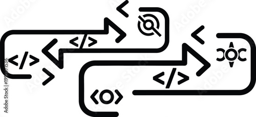Abstract Code Symbols Flow Diagram, Technology Concept, Programming Logic