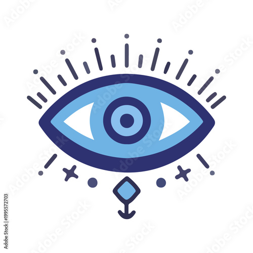 Mystical All Seeing Eye Illustration with Celestial Symbols