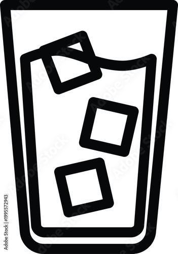 glass of water with ice cubes on white background. glass with cold drink. Ice cubes in liquid sign. flat style.