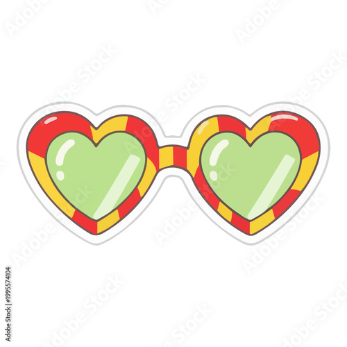 Cute Heart Shaped Sunglasses Sticker Illustration
