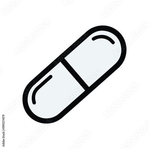 Pill capsule icon in black and white color scheme