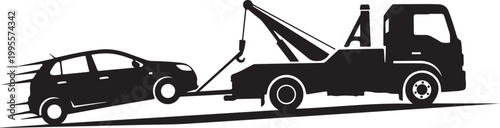Tow truck towing car, vehicle recovery, roadside assistance, transportation