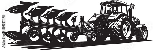 Tractor, plow, farming, agriculture, vector, black, illustration, equipment, machinery, farming tools