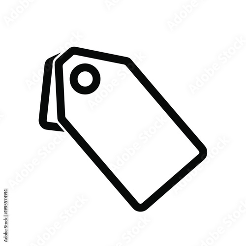 Black and white label icon with hole for hanging tag
