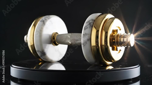 Luxury Marble and Gold Dumbbell on Display.