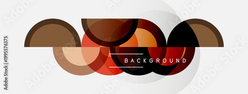 Abstract design features overlapping brown circles, creating modern visual effect. White background enhances shapes, text reads background.