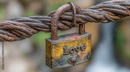 Commercial stock photography, a heart-shaped padlock with the word 