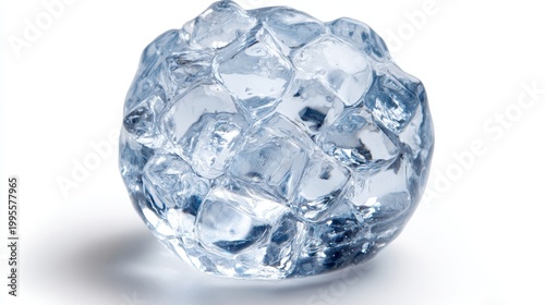 A perfect spherical ice formation, solid and clear, isolated against a clean background.