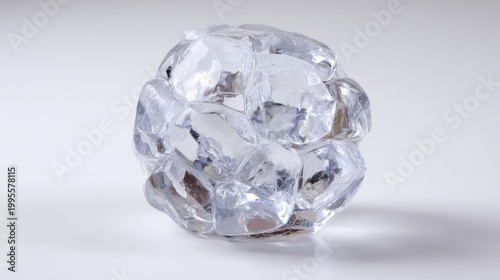 Spherical Ice Formation Solidified from Water, Crystal Clear and Frosted Texture, Perfect for Refreshing Beverages and Cocktails.