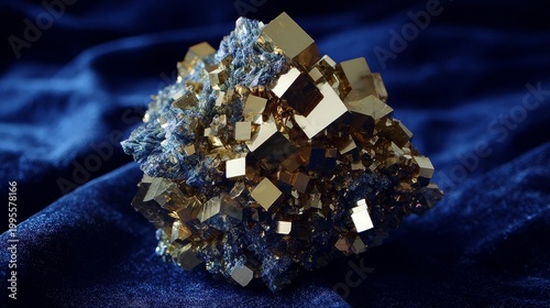 Stunning Formation of Golden Pyrite Crystals