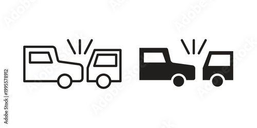 Fotografie Rear end collision icon concept design set