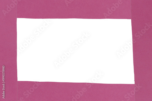 Valokuva Frame made from purple torn paper stripes on white background