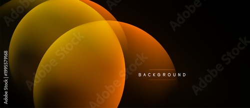 Abstract circles overlap, creating warm gradients. Dark background emphasizes glowing orange, yellow hues. Minimalist design, modern aesthetic.