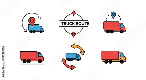 Truck Route Line art vector simple abstract color shapes