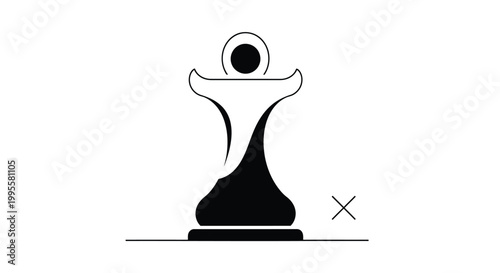 Foto A minimalist black and white illustration of a bishop chess piece with a small x