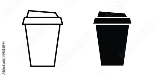 Disposable coffee cup icon - Vector design set